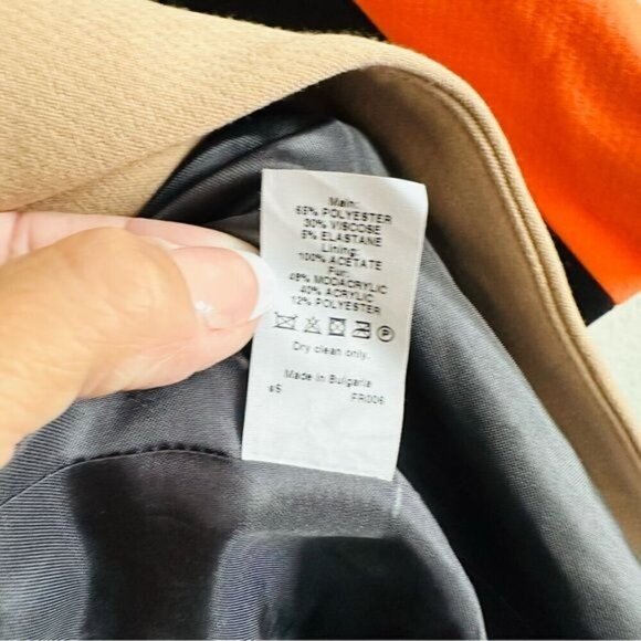 River Island Rare Hard to find Color block Tan mobwife Trench coat size 8 - Picture 9 of 10